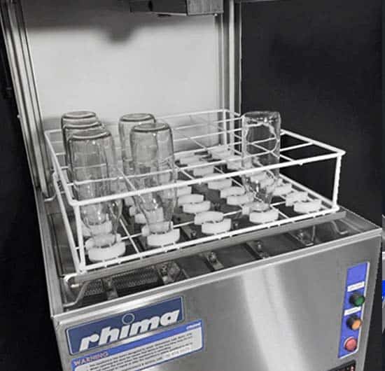 pass through bottle washer with rack and bottles
